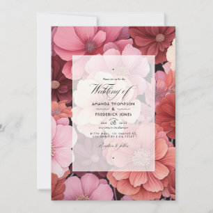 Invitation Pastel Pink et Cèdre Brown Floral Mariage d'été