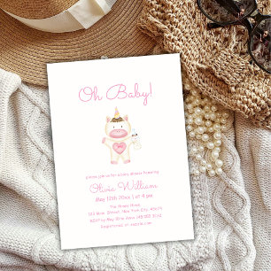 Invitation Pastel Pink Fairy Unicorn Bottle Girl Baby shower
