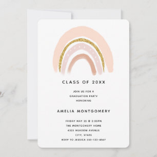 Invitation Pastel Pink & Faux Parties scintillant Boho Rainbo