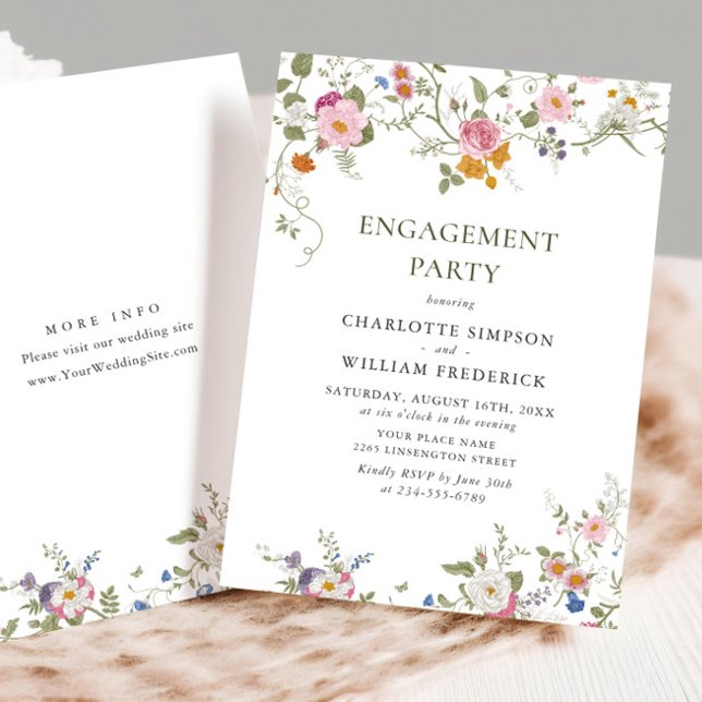 Invitation Pastel Pink Floral Fleurs sauvages (Créateur téléchargé)