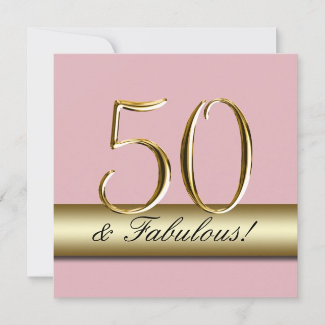 Invitation Pastel Pink Gold Simple 50e anniversaire (Devant)