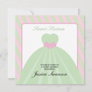 Invitation Pastel Pink & Green Forge Sweet sixteen