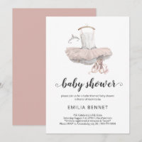 Pastel Pink Minimal Ballerina Ballet Baby shower