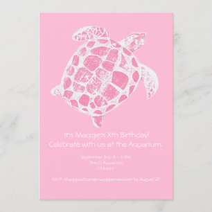 Invitation Pastel Pink Sea Turtle Anniversaire Fête Invitatio