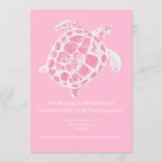 Invitation Pastel Pink Sea Turtle Anniversaire Fête Invitatio