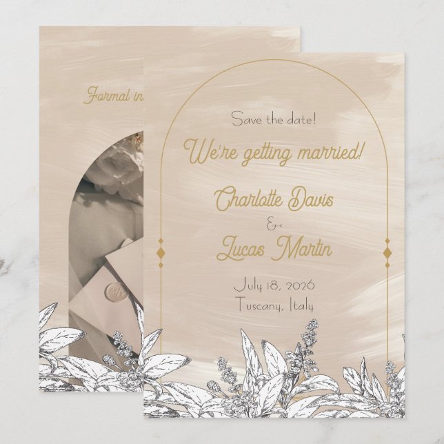 Invitation Pastel Pink Wedding Save the Date Card (Devant / Derrière)