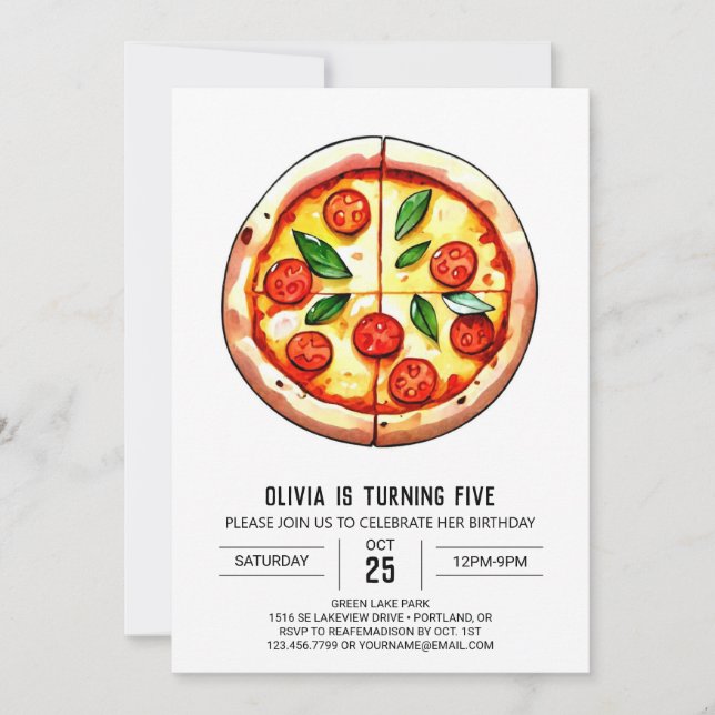 Invitation Pastel Pizza Enfants Anniversaire (Devant)