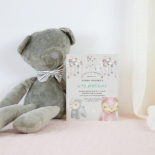 Invitation Pastel Plush Toys Virtual Birthday Party