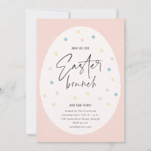 Invitation Pastel Polk a Dot Brunch de Pâques et chasse aux o
