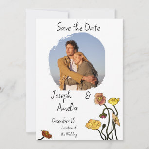 Invitation Pastel Poppy Watercolor Wedding Enregistrer la dat