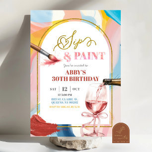Invitation pastel pour anniversaire adulte Paint a