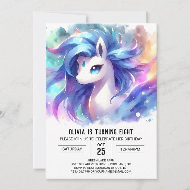 Invitation Pastel Printable Horse Anniversaire (Devant)