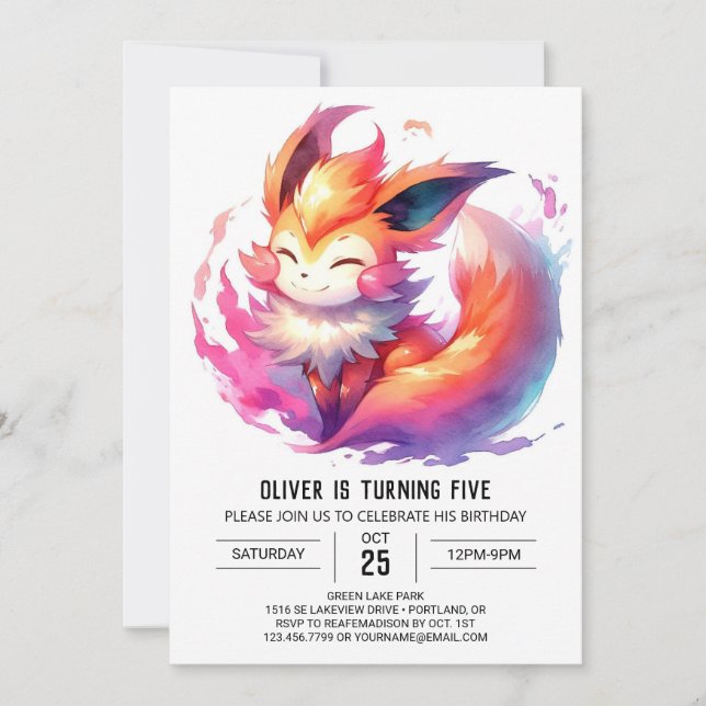 Invitation Pastel Printable Renard Anniversaire (Devant)