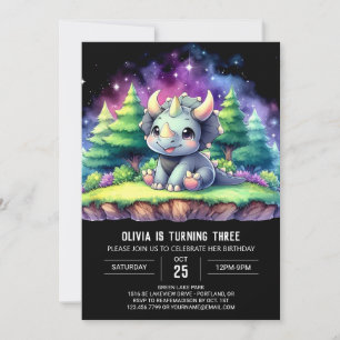 Invitation Pastel Printable Tricératops Anniversaire