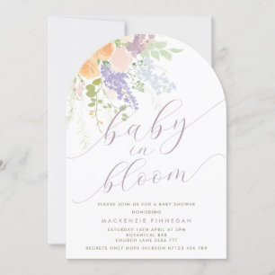 Invitation Pastel Printemps Arc Floral bébé en fleurs douche
