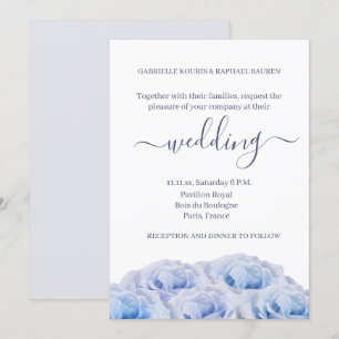 Invitation Pastel Purple Bleu Roses Élégant Mariage Floral
