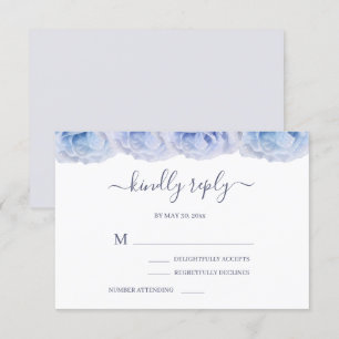 Invitation Pastel Purple Blue Roses mariage élégant RSVP