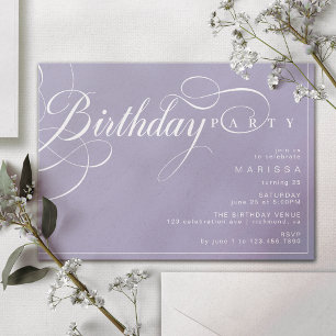 Invitation Pastel Purple Lavender Simple Calligraphie Anniver