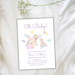 Invitation Pastel Purple Princess Unicorn Girl Baby shower