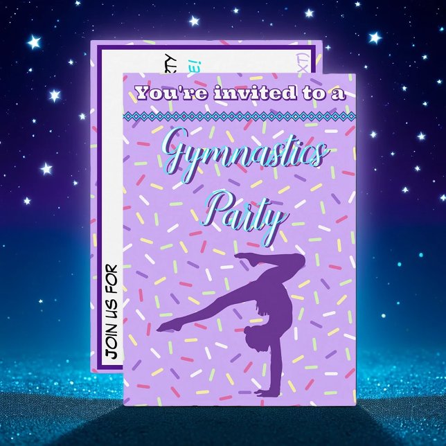 Invitation Pastel Purple Sprinkings Gymnastique Anniversaire (Créateur téléchargé)