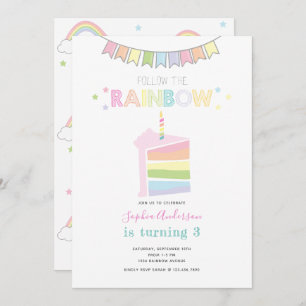 Invitation Pastel Rainbow Anniversaire de enfant Party