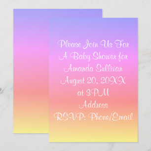 Invitation Pastel Rainbow Baby shower rose bleu pourpre 4Aman