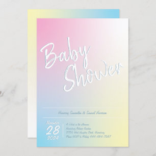 Invitation Pastel Rainbow Baby shower simple et moderne
