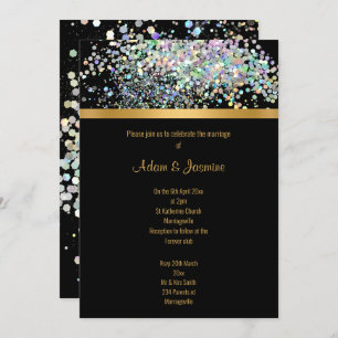 INVITATION PASTEL RAINBOW BLACK OR MARIAGE