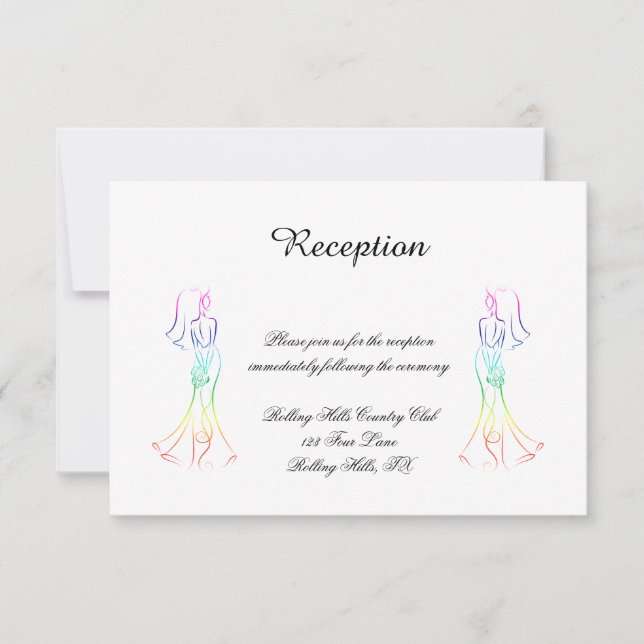 Invitation Pastel Rainbow Brides Réception de mariage (Devant)