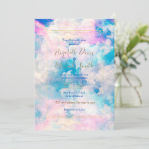 Invitation Pastel Rainbow Ciel nuageux