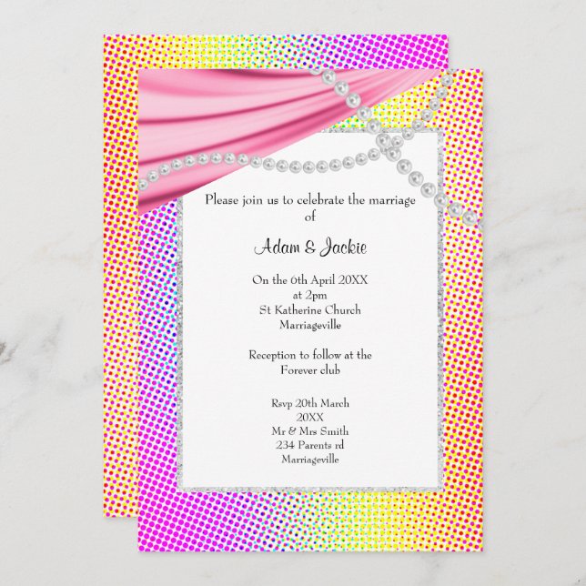 INVITATION PASTEL RAINBOW CIRCUS MARIAGE (Devant / Derrière)