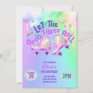 Invitation Pastel Rainbow   Patinage à rouleaux Anniversaire