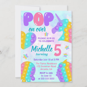 Invitation Pastel Rainbow Pop It Fidget Toy Anniversaire