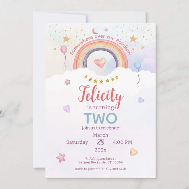 Invitation Pastel Rainbow Tie Dye Birthday (Devant)