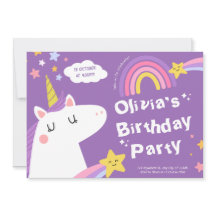 Pastel Rainbow Unicorn Anniversaire Fête Invitatio