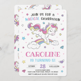 Invitation Pastel Rainbow Unicorn fête d'anniversaire, n'impo