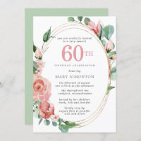 Pastel Red Rose Floral 60e fête d'anniversaire