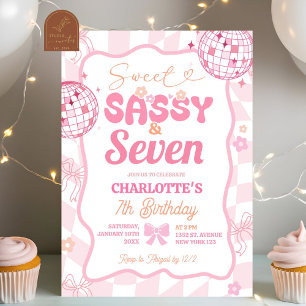 Invitation Pastel Retro Rainbow Sassy Sweet Sassy Seven