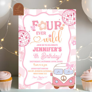 Invitation Pastel Retro Van Fourever Anniversaire Super sauva