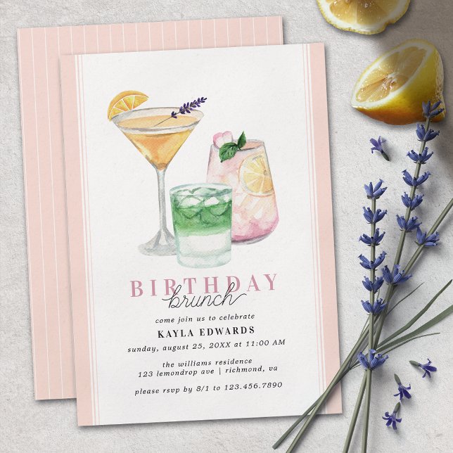 Invitation Pastel Rose Blush | Cocktail fille Anniversaire Br (Créateur téléchargé)