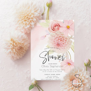 Invitation Pastel Rose Floral Douche nuptiale
