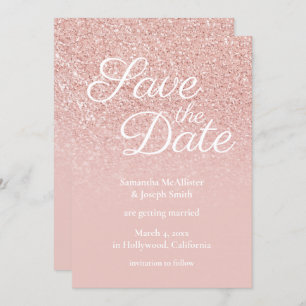 Invitation Pastel Rose Gold Blush Ombre Parties scintillant E