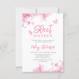 Invitation Pastel rose Romantique aquarelle florale douce 16