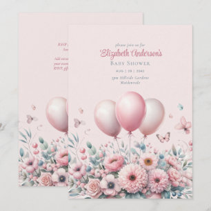 Invitation Pastel Roses Roses Ribbons Baby shower Élégant Sof