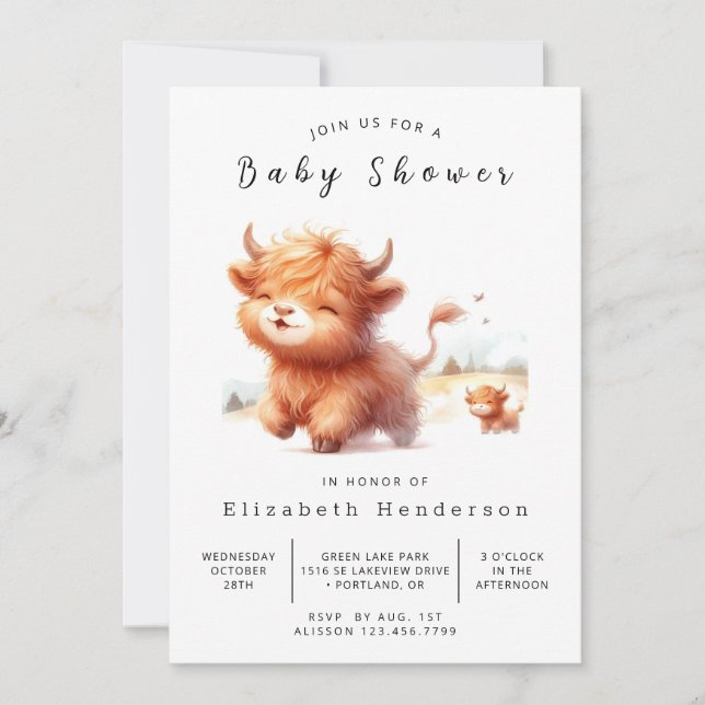 Invitation Pastel Rustic Barn Baby shower de vache (Devant)