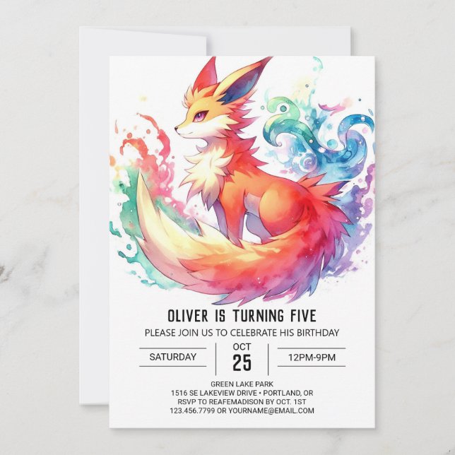 Invitation Pastel Rustic Fox Anniversaire (Devant)