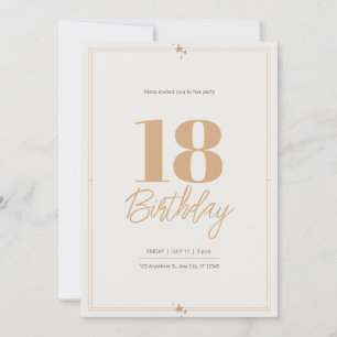 Invitation Pastel sable beige élégant 18'e anniversaire