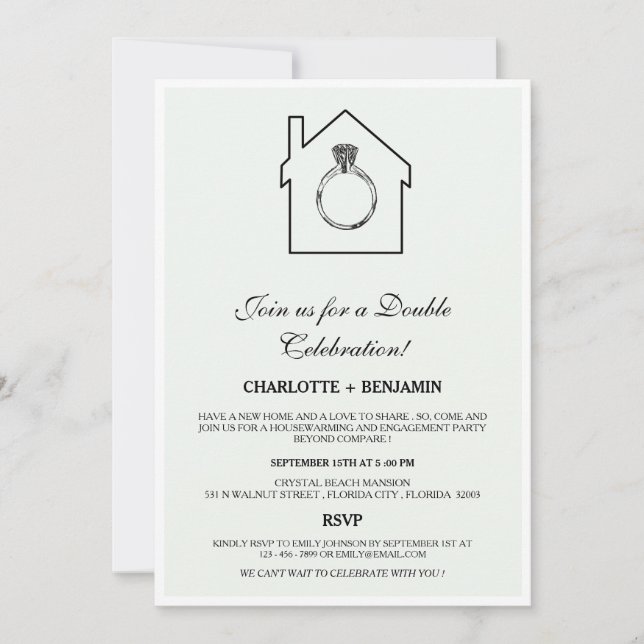 Invitation Pastel Sage Green House & Engagement Party (Devant)