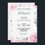Invitation Pastel Sage Vert avec rose roses fête d'anniversai<br><div class="desc">Joli Sage vert avec rose roses fête d'anniversaire,  toute invitation d'anniversaire d'âge,  changer le texte vous-même lorsque vous commandez</div>