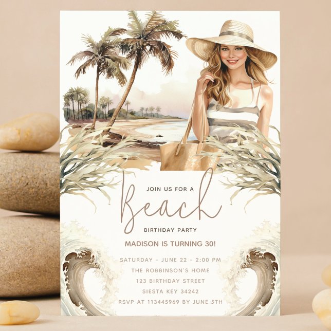 Invitation Pastel Sand Birthday Beach Party (Créateur téléchargé)